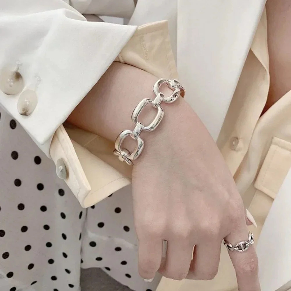 925 Sterling Silver Chunky Bracelet Huge Thick Oversized Chain Link Bracelet